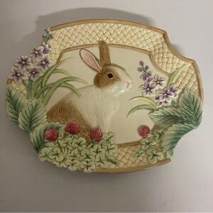 Vintage Fitz and Floyd 1970’s botanical Bunny tray with box